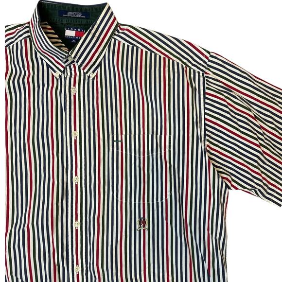 Vintage Tommy Hilfiger Shirt Mens XL‎ Striped Long Sleeve Button Down w/Pocket - Picture 3 of 9